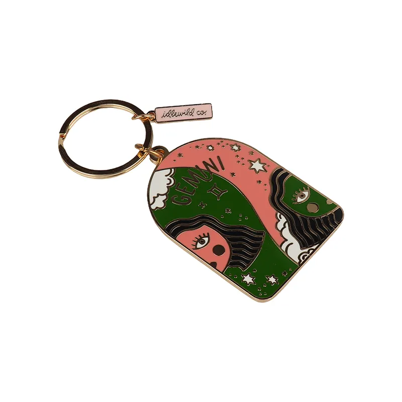 Bán buôn men kim loại hình chữ nhật Keychain tùy chỉnh logo Keychain hợp kim kim loại du lịch Kim Loại Keychain lưu niệm