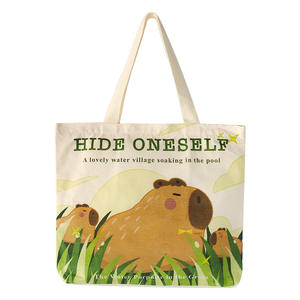 Nouveau Style mignon Capybara toile sac fourre-tout grande capacité femmes sac à bandoulière à la mode une pièce conception pour les banlieusards hommes - Product Image 2