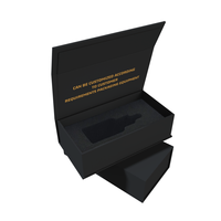 Boîte à parfum de luxe en carton noir pour huiles essentielles, avec insert en mousse, emballage cadeau avec estampage à chaud