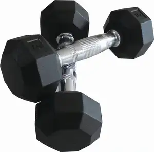 Professional Gym Equipment Cast Iron Rubber Coated Hex Dumbbell