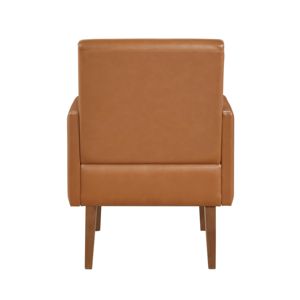 DB <b>Mid</b>-<b>Century</b> Modern Design Accent <b>Chair</b> 1pc Brown Faux <b>Leather</b> Upholstery Walnut Finish Solid Wood PVC Living Room Furniture - Product Image 5