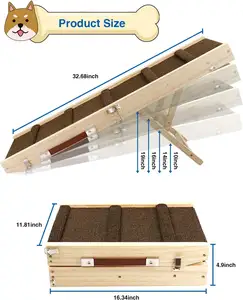 32.6" Long Portable Adjustable Wooden Folding Portable Pet Ramp