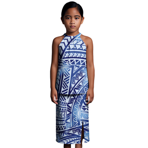 Abito Tradizionale Personalizzato per Bambine, Abbigliamento Tribale Polinesiano, Elegante Vestito alla Moda Samoano Puletasi Set di 2 Pezzi - Product Image 4