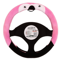 Housse de volant de voiture en fausse fourrure 37-39 cm, rose, violet, menthe, noir, blanc, motif dessin animé G-F59