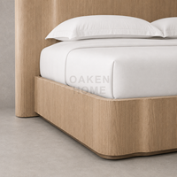 Lit Double Moderne OAKEN pour Chambre à Coucher, Combinaison de Meubles en Bois Massif pour Villa, Hôtel, Appartement, Mobilier de Maison