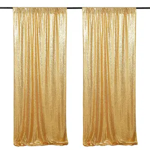 <span class=keywords><strong>Rideau</strong></span> scintillant doré, lot de 2 panneaux, toile de fond <span class=keywords><strong>à</strong></span> paillettes 2FTx8FT pour studio photo, mariage et décoration de fête - Product Image 1