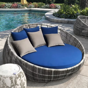 Sofá cama <span class=keywords><strong>de</strong></span> ratán tejido <span class=keywords><strong>de</strong></span> metal <span class=keywords><strong>para</strong></span> <span class=keywords><strong>jardín</strong></span> y playa, cama Nido <span class=keywords><strong>de</strong></span> Pájaro, cojín, patio exterior, tumbona, cama <span class=keywords><strong>de</strong></span> día - Product Image 6