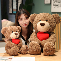 Mignon doux produits en peluche Saint Valentin cadeau de Noël Promotion brun Ted-dy ours avec coeur squishy jouets en peluche