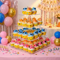 Support à gâteau carré en acrylique personnalisé OEM, présentoir à desserts multi-tailles de qualité alimentaire, pour boulangeries et distributeurs en gros de services de traiteur