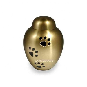 DOM TOP CUSTOM PET <b>URN</b> BRASS METAL PAW MARKS UNIQUE for BULK CUSTOM FINISHES DOG <b>CATS</b> BIODEGRADABLE 45 CUBIC INCH - Product Image 1