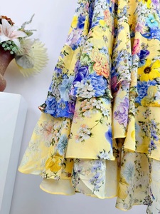 Vestido Largo 100% Seda, Primavera 2026, <span class=keywords><strong>para</strong></span> Fiesta de Noche, Sexy, Cuello en V, Estampado Floral, Manga Larga, Elegante, Amarillo, Maxi Vestido - Product Image 6