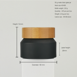 Barattolo in <span class=keywords><strong>Vetro</strong></span> Opaco Nero con Spalla Inclinata 50g per Crema Viso Cosmetica, Barattolo in <span class=keywords><strong>Vetro</strong></span> Verde Oliva Satinato <span class=keywords><strong>50</strong></span> <span class=keywords><strong>ml</strong></span> con Coperchio in Bambù - Product Image 4