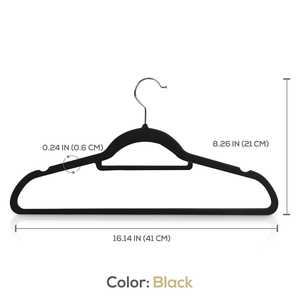 Perchas de Plástico ABS con Revestimiento de Terciopelo Negro, con Barra para Corbatas, para Organizar Ropa en el Armario, Moldeadas por Inyección, Venta al Por Mayor - Product Image 2