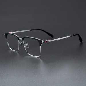 Monture <span class=keywords><strong>de</strong></span> lunettes pour hommes 0080, <span class=keywords><strong>grande</strong></span> <span class=keywords><strong>taille</strong></span> 160 mm, carrée, à monture complète, en titane pur, vente en gros <span class=keywords><strong>de</strong></span> montures <span class=keywords><strong>de</strong></span> lunettes - Product Image 2