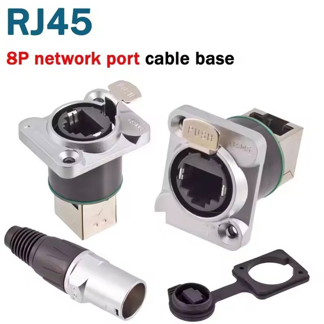 90/180° RJ45 Ethernet Cable Connector Industrial grade Network Socket Cat6A D Type Panel 8P Mount Straight Right Angled Socket