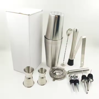 Ensemble de shaker à cocktails de luxe écologique avec logo personnalisé, 14 pièces, kit de barman professionnel, outils de mixologie en acier inoxydable durable