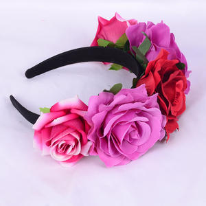 Nouveau design couvre-chef couronne de roses bandeaux de cheveux bandeau mexicain décorations de fête d'anniversaire mariage <span class=keywords><strong>coiffure</strong></span> de mariée - Product Image 5