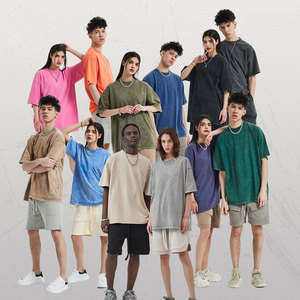 เสื้อยืดวินเทจทรงโอเวอร์ไซส์สำหรับทุกเพศ ขายส่ง ผ้าฝ้าย 100% ซักแล้ว น้ำหนัก 260 กรัม ระบายอากาศได้ดี เป็นมิตรกับสิ่งแวดล้อม ป้องกันรอยยับ ดีไซน์เรียบ - Product Image 2