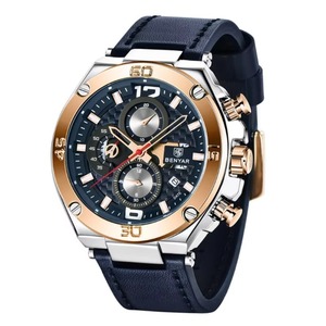 Reloj Cronógrafo Multifunción para Hombre, Reloj de Cuarzo Luminoso a Prueba de Agua con Calendario, Correa de Cuero, Reloj de Pulsera Deportivo y de Negocios - Product Image 2