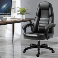 Chaise de bureau en cuir, confortable pour longues sessions, ergonomique, pivotante, réglable, base en acier, vérin à gaz 4 positions