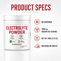 Poudre d'électrolytes à marque privée, supplément d'hydratation, 60 portions pour le sport et l'usage quotidien, poudre d'électrolytes pour l'entraînement
