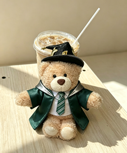Oso <span class=keywords><strong>de</strong></span> peluche súper suave estilo <span class=keywords><strong>Hogwarts</strong></span>, adorno para abrazar tazas con diseño <span class=keywords><strong>de</strong></span> taza <span class=keywords><strong>de</strong></span> café, con túnica <span class=keywords><strong>de</strong></span> mago y corbata a rayas, juguete temático - Product Image 4