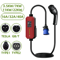 Nuevo Cargador Portátil para Vehículos Eléctricos Star de 7KW Tipo 2, Corriente Ajustable de 6A-32A, Control por Aplicación, Conexión Rápida, Cable de 5m, Protección Contra Fugas