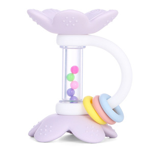 Jouet de dentition en forme de fleur pour bébé, hochet en silicone pour les tout-petits de 3 à 18 mois, développement de la préhension et de la mastication - Product Image 4