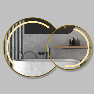 Fullkenlight phòng tắm lớn gương chống sương mù vàng khung xung quanh chiếu sáng <span class=keywords><strong>LED</strong></span> Gương phòng tắm cho đôi Vanity - Product Image 4