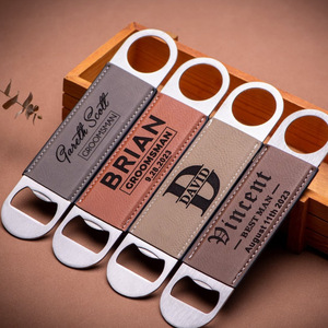 Abridor de botellas de cerveza retro de cuero PU transfronterizo, personalizado con grabado láser, creativo y portátil para restaurantes - Product Image 2
