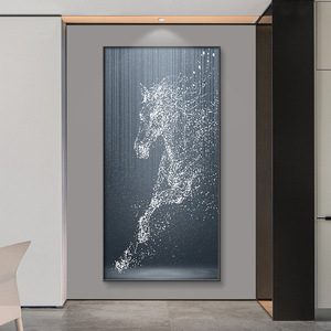 Modern Luxury Horse Led Decorativa Pintura Luz Animal Cristal Porcelana Wall Art Pintura para Sala Corredor Corredor - Product Image 3