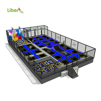 Parque infantil para interior, gran trampolín para Parque, equipo de parque de trampolín Rectangular para exteriores, configuración completa interior con techo a la venta