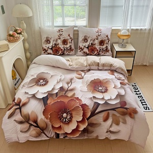 Nhà Máy Sản Xuất Kỹ Thuật Số In 100% Polyester Hoa Mô Hình Bộ Đồ Giường Bộ 4Pcs Duvet Cover & Dây Kéo Bộ Đồ Giường Bộ - Product Image 2