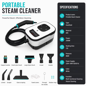 Nuevo Diseño de Limpiador a Vapor Eléctrico Portátil de 2500W, Limpieza Doméstica de Alta Potencia 6 en 1, Esterilización a Alta Temperatura - Product Image 3