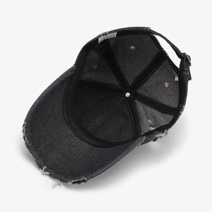 Gorra de Béisbol Unisex Azul Vaquero Desgastada para Exteriores, Diseño de 6 Paneles, Patrón de Letras Inglesas, Transpirable, Bordado Común - Product Image 5