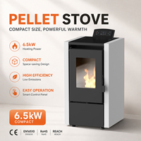 6.5KW  Sertifikasi CE EN06510 ROHS Tungku Pelet Otomatis Bebas Asap Kompak Estufa De Pellet Dengan Kontrol Jarak Jauh Wifi