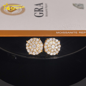 USA Vận chuyển nhanh chóng sẵn sàng thiết kế S925 Sterling Silver Iced out vvs moissanite kim cương Bông tai Stud vít trở lại - Product Image 5