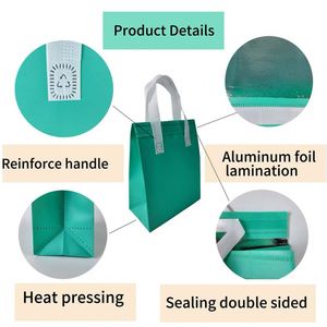 Sac isotherme personnalisé pour le déjeuner, en non-tissé, avec poignée longue, imperméable, écologique, pour sandwichs et pizzas - Product Image 3