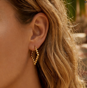 Pendientes de Aro Geométricos Vintage con Forma de Rombo, Acero Inoxidable, Cuentas Redondas, Chapado en Oro de 18K, Joyería Minimalista - Product Image 1