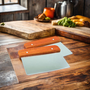 Tagliapasta multiuso in acciaio inossidabile per raschietto per torta con manico in legno - Product Image 2