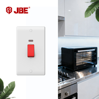 Interrupteur mural britannique standard 1 gang 45A DP avec néon, plaque verticale double, durable pour usage domestique 110V/250V SQ329 IP20