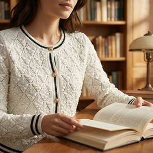 <span class=keywords><strong>Cardigan</strong></span> <span class=keywords><strong>Bianco</strong></span> Chic Francese 2026 da Donna, Maglione <span class=keywords><strong>Lungo</strong></span> a Maniche Lunghe con Bottoni in Perla e Collo a O, Elegante Cappotto Primaverile - Product Image 3