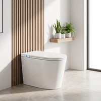 S035 WC intelligent japonais moderne à poser au sol, cuvette allongée en céramique blanche avec siphon en P, fonction de lavage automatique et siège chauffant
