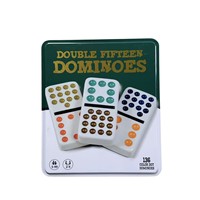 Jeu de dominos Double Fifteen avec étui en métal, tuiles colorées à points pour les soirées de jeu en famille, les voyages, le camping et les divertissements