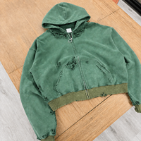 TOPSHOW Manufacturers Streetwear Custom Ripped 450 500 Gsm 100% Cotton French Terry Distressed Zip up Hoodie