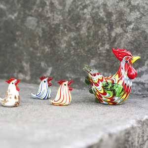 Ornements d'animaux en perles de <span class=keywords><strong>verre</strong></span> colorées, créatifs, en forme de poussin et de coq, pour la décoration de salon et de la maison, poli, marque LONGXIN C Casting - Product Image 4