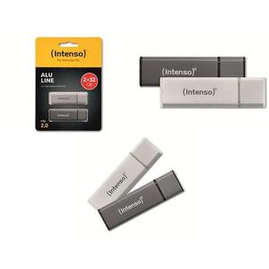 Memoria USB Intenso Alu Line de 32 GB, Paquete de 2, Cuerpo de Aluminio, USB 2.0, para Uso Diario - Product Image 1