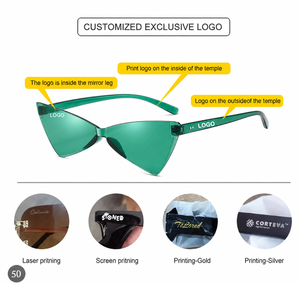 Lunettes de soleil œil de chat triangulaires colorées pour femmes, forme papillon, sans monture, tendance, pour les fêtes et l'été - Product Image 2