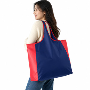 Bolsa de Mano Plegable con Logotipo Personalizado, Bolsa de Compras con Bloques de Color, Tela Lavable, Gran Capacidad, Asa de 28 cm, Uso Diario, Venta al Por Mayor - Product Image 1