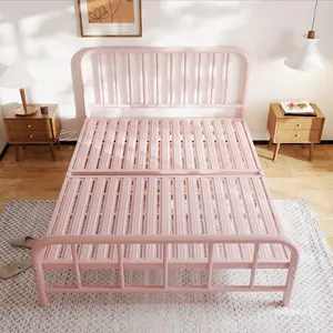 Xingyuan, venta al por mayor, muebles de dormitorio, marco de cama Rosa personalizado para niña, cama de niño, cama rosa de metal